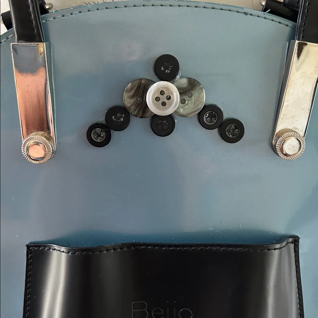 Beijo Pearlized Blue/Black Back Pack Style Purse Blue - Image 3