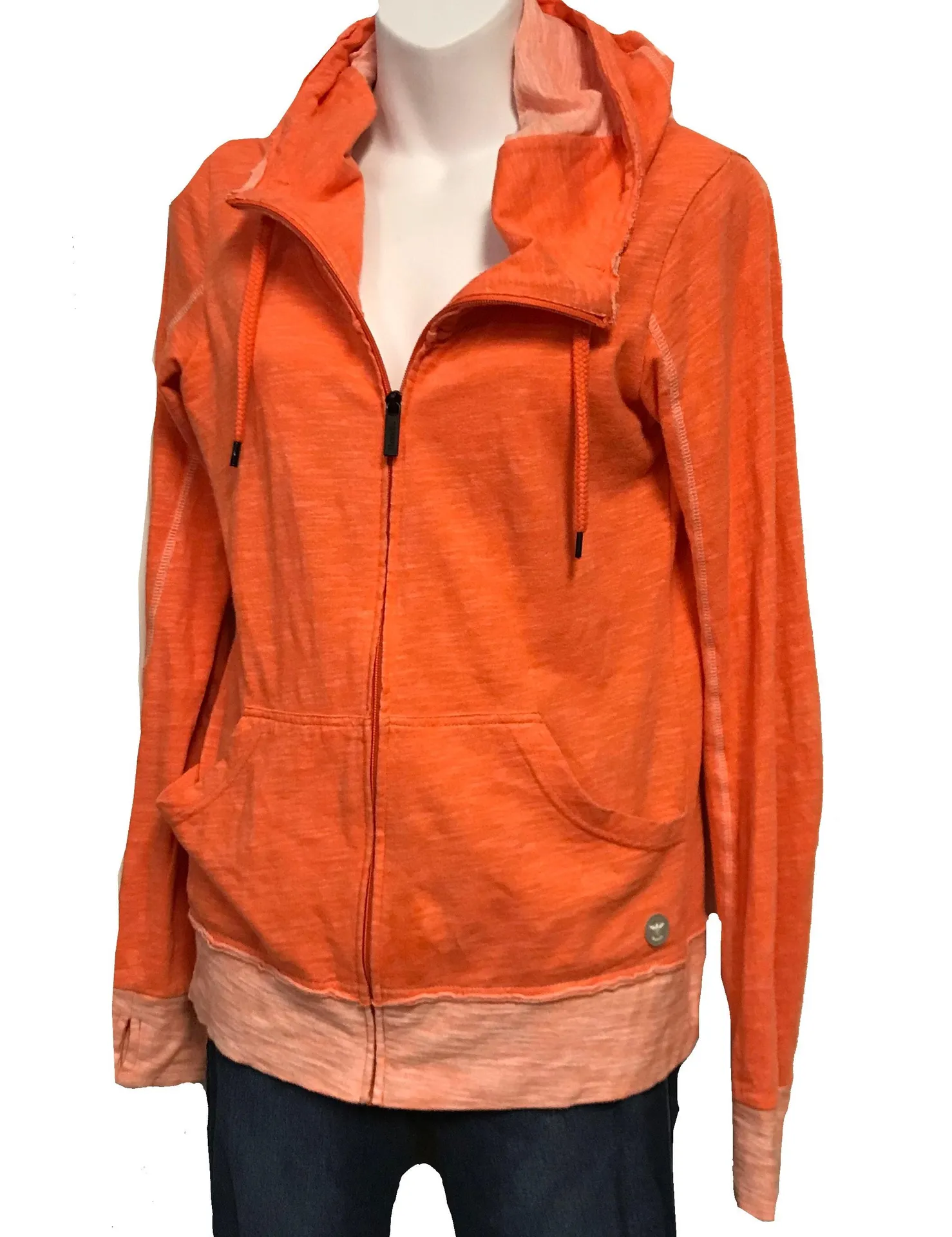 Bench  Orange Hooded Full Zip Sweatshirt Size S - Image 2