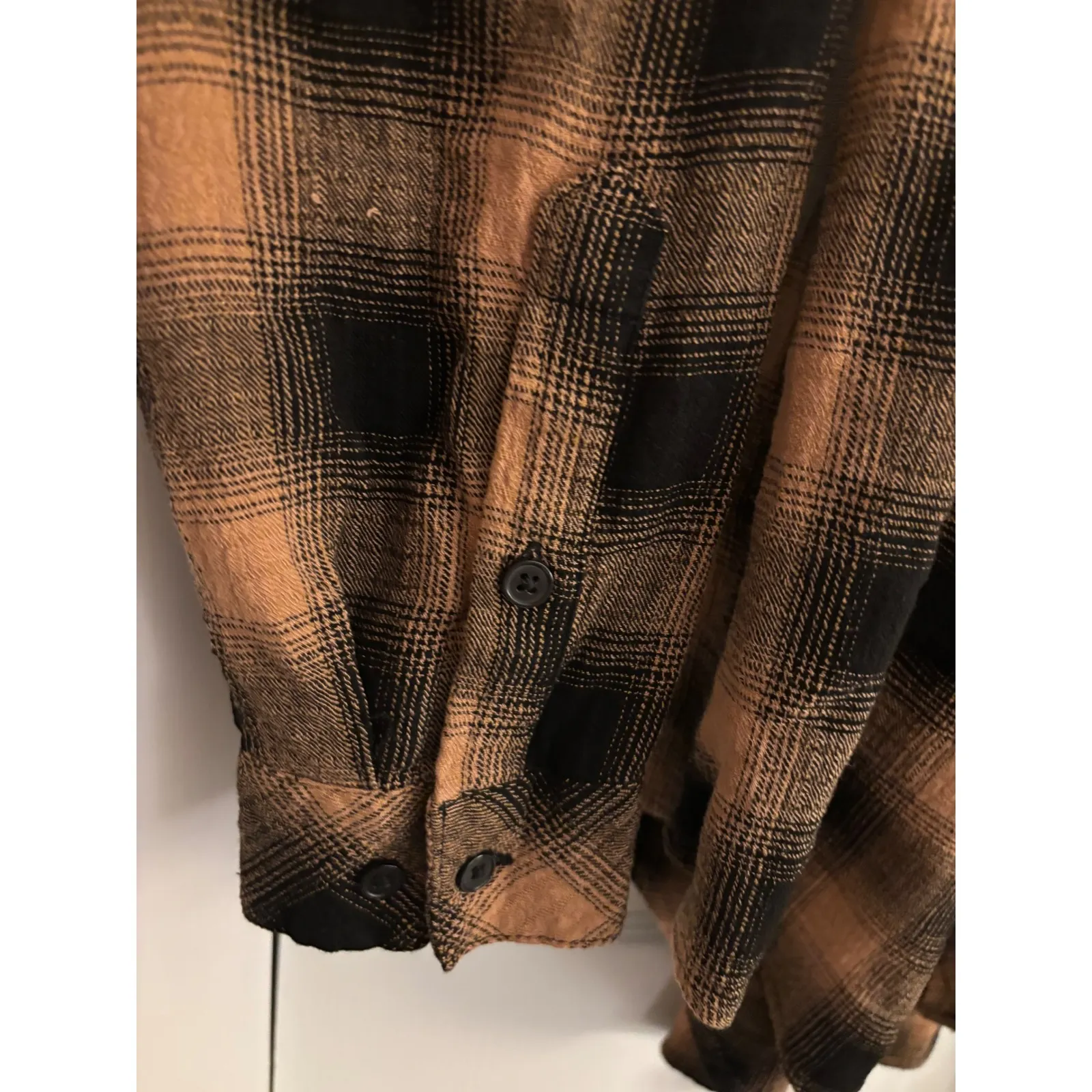 Torrid Black & Tan Plaid Peplum Flannel Top – Size 0 (Fits Like L/XL) - Image 5