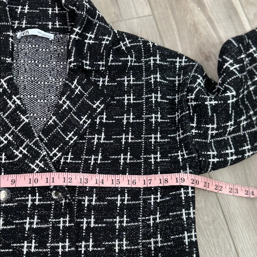 ZARA  jewel button double breasted metallic thread knit blazer jacket medium - Image 8