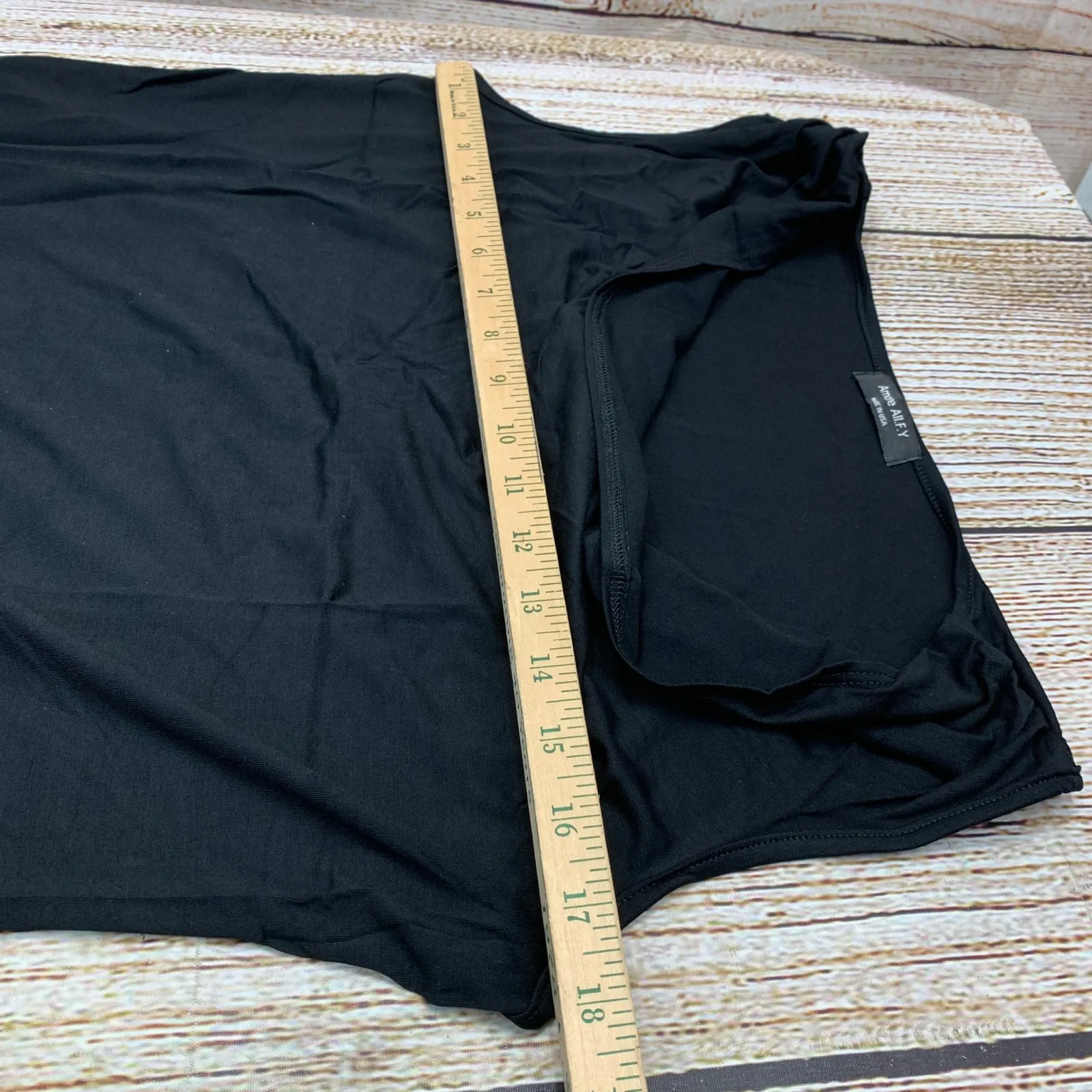 Amore‎ All.F.Y Black Ruched Cowl Neck Stretch Tank Top Large Made in USA - Image 4