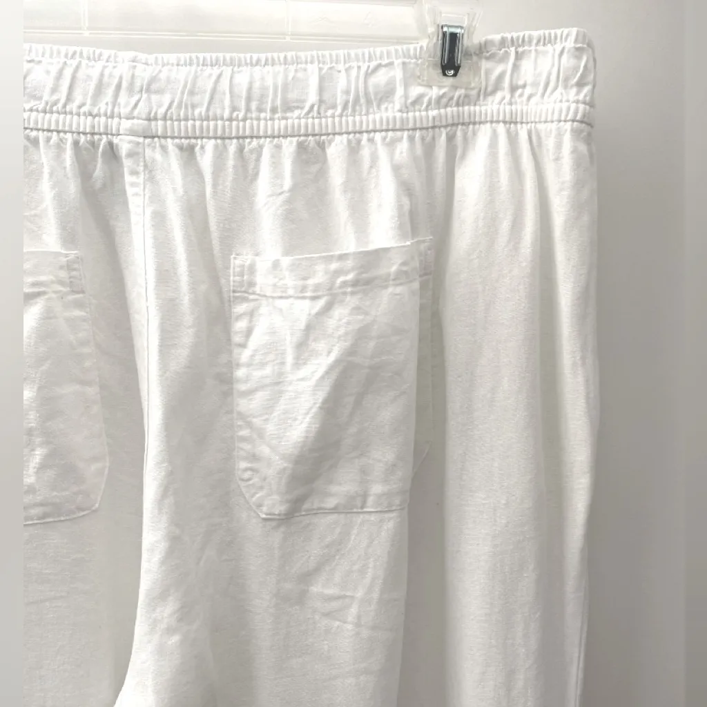 OLD NAVY Linen Pants Women Plus 2X White High Rise Wide Leg Drawstring Lagenlook - Image 11