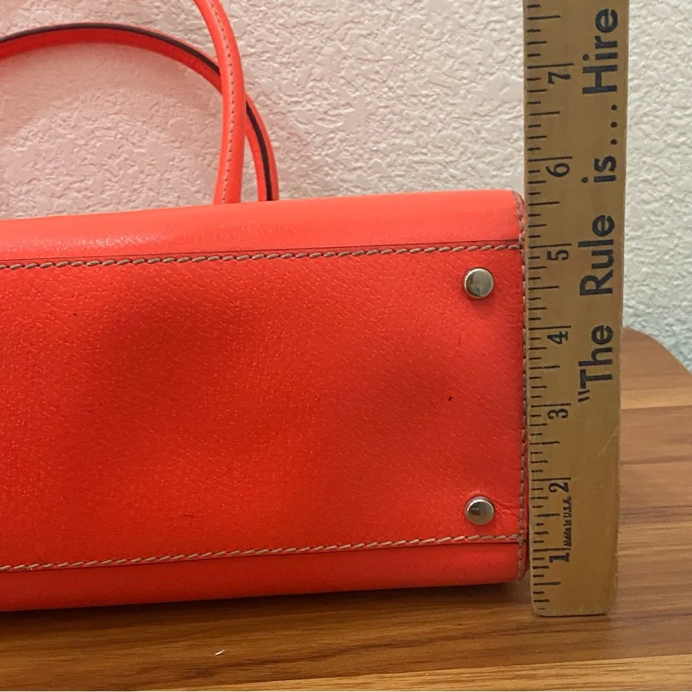 NY Wellesley Highlighter Orange Leather Tote Handbag & Wallet Set - Image 8