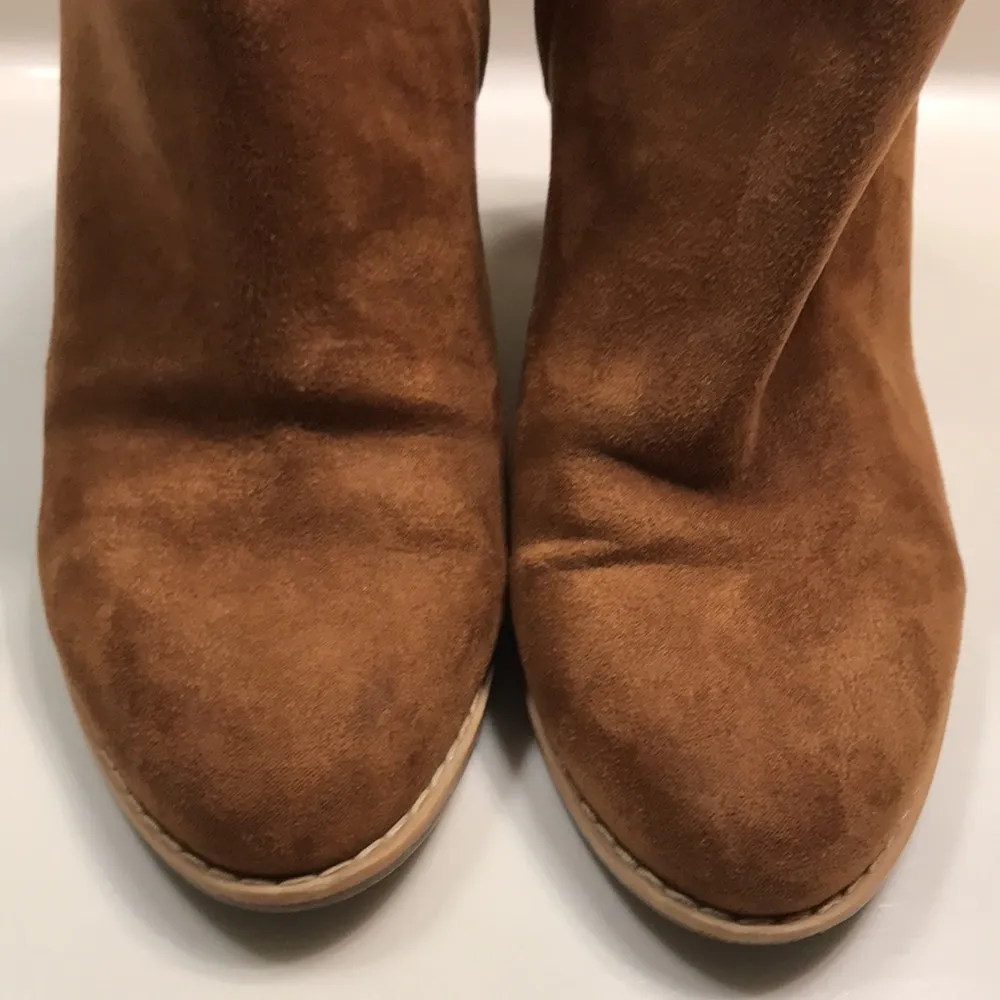 Banana Republic Women’s Brown Faux Suede Buckle Detail Heeled Ankle Booties - Image 5