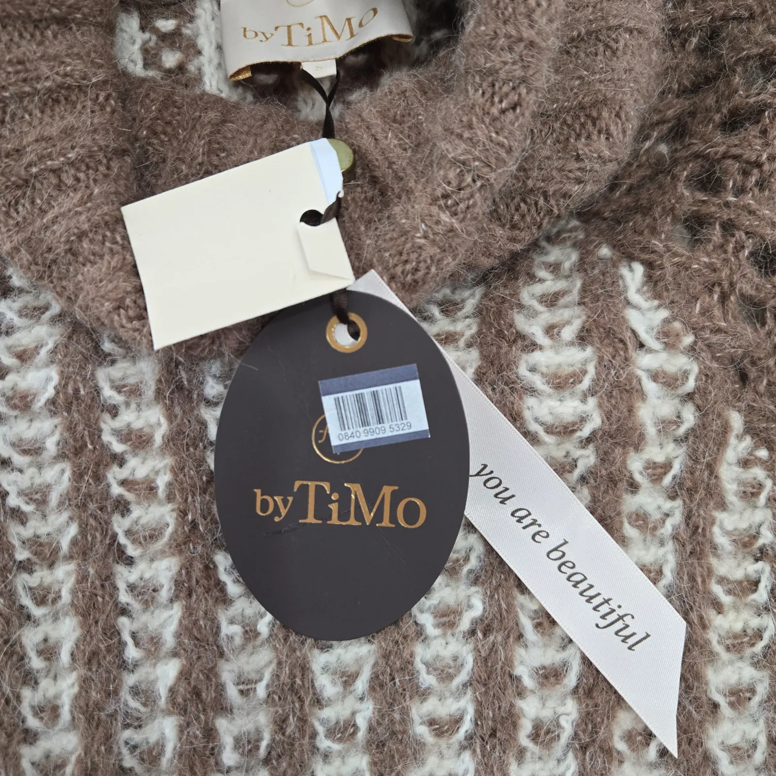 byTiMo Brown Cream Alpaca Blend Knit Turtleneck Maxi Sweater Dress Size Small - Image 9