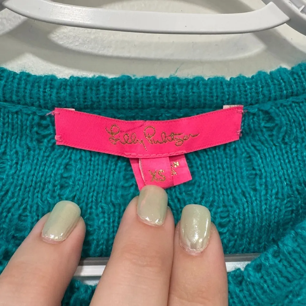 Lilly Pulitzer Jacquetta Sweater XS Maldives Green Knit Crewneck NWT $148 Cotton - Image 2