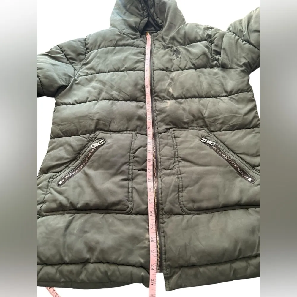 U.S. Polo Assn. women’s  Green Puffer Jacket with Hood Size‎ L Casual - Image 6