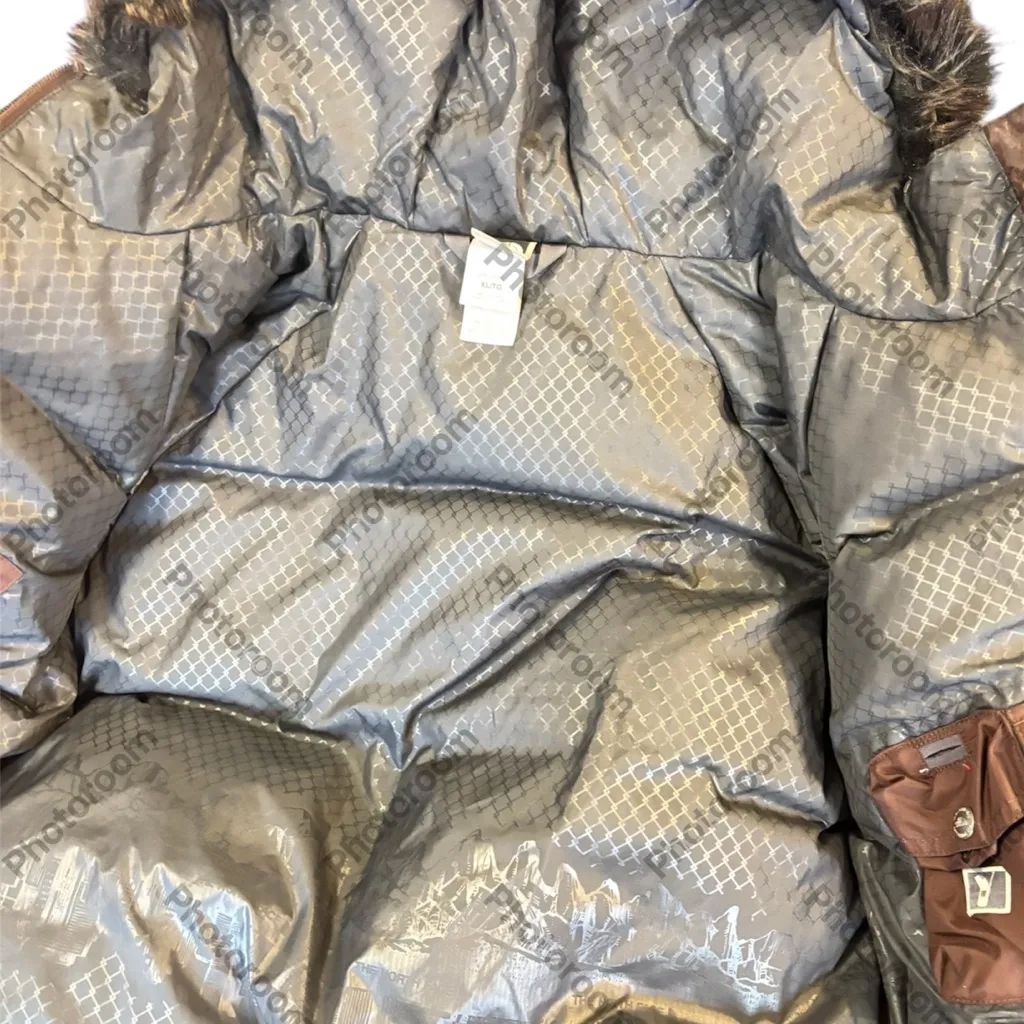 North Face short Jacket Womens Brown down fur Hood belt Greenland Hyvent - Image 9