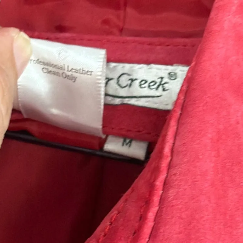 Coldwater Creek Suede Jacket Sz M Red Y2K BOho Western Snaps Academia Festival - Image 10