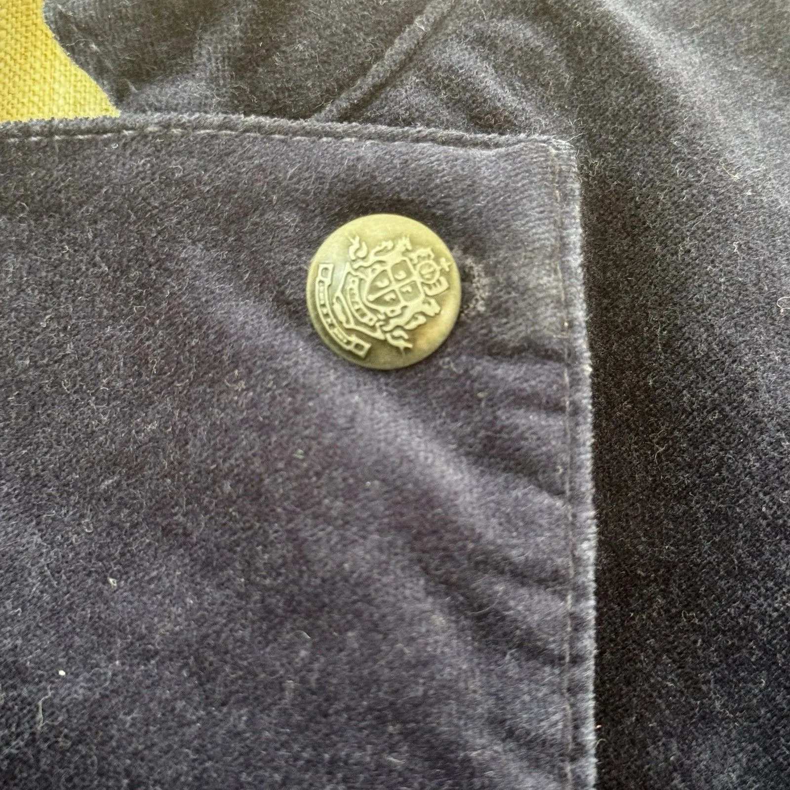 Free People Velvet Military Blazer Jacket Raw Hem Blue S GUC Boho Artsy Indie - Image 12