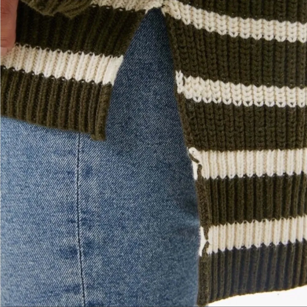 Apiece Apart Carolina Olive Stripes Eco Organic Cotton Pullover Sweater M/L NWT - Image 7