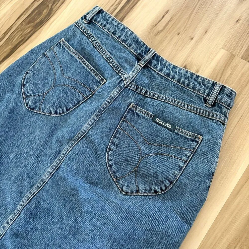 Rolla’s Chicago Skirt Midi Denim Front Slit Button Fly size 30 Blue - Image 8