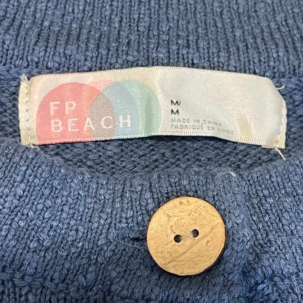 Free People FP Beach Cardigan Sweater Womens Size Medium Blue Oversized Casual - Image 4