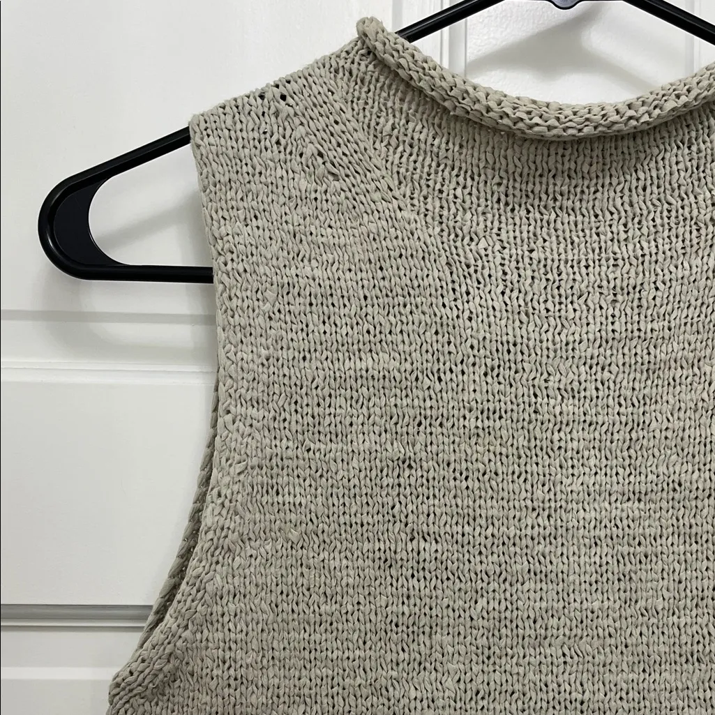 Anthropologie Textured Chunky Knit Tank Top w/ Rolled Trim in Oatmeal - Size Med - Image 2