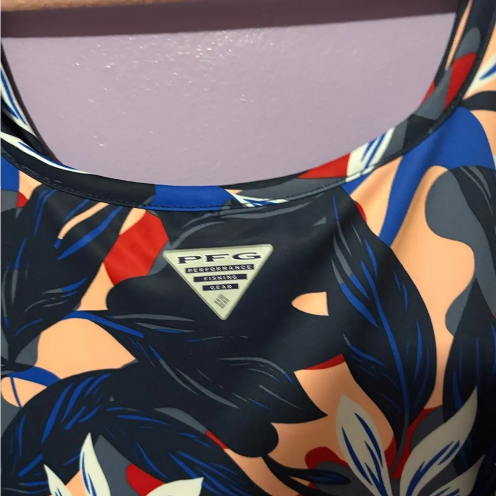 Columbia performance fishing gear  Floral Midi Dress - Navy and Red - Image 3