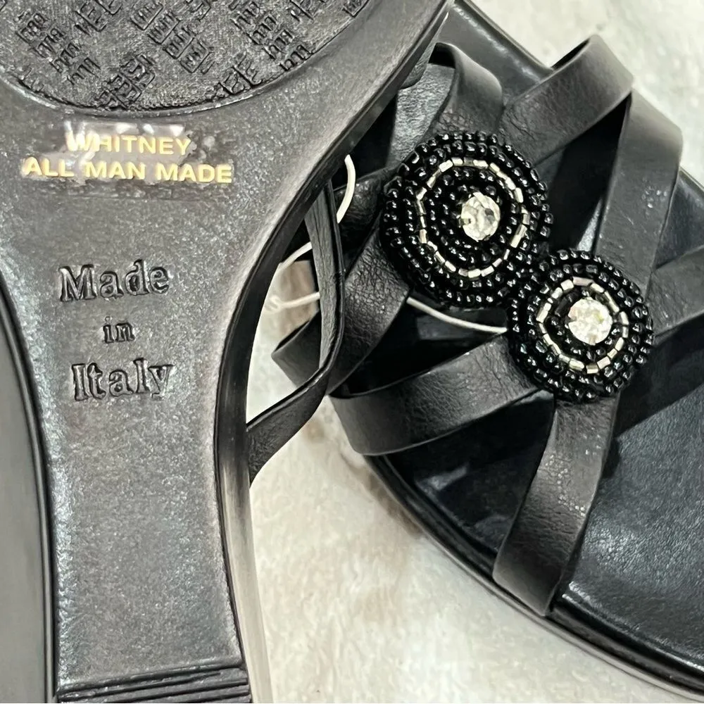 Italian Shoemakers Whitney Black Embellished Wedge Sandal Sz 10 - Image 13