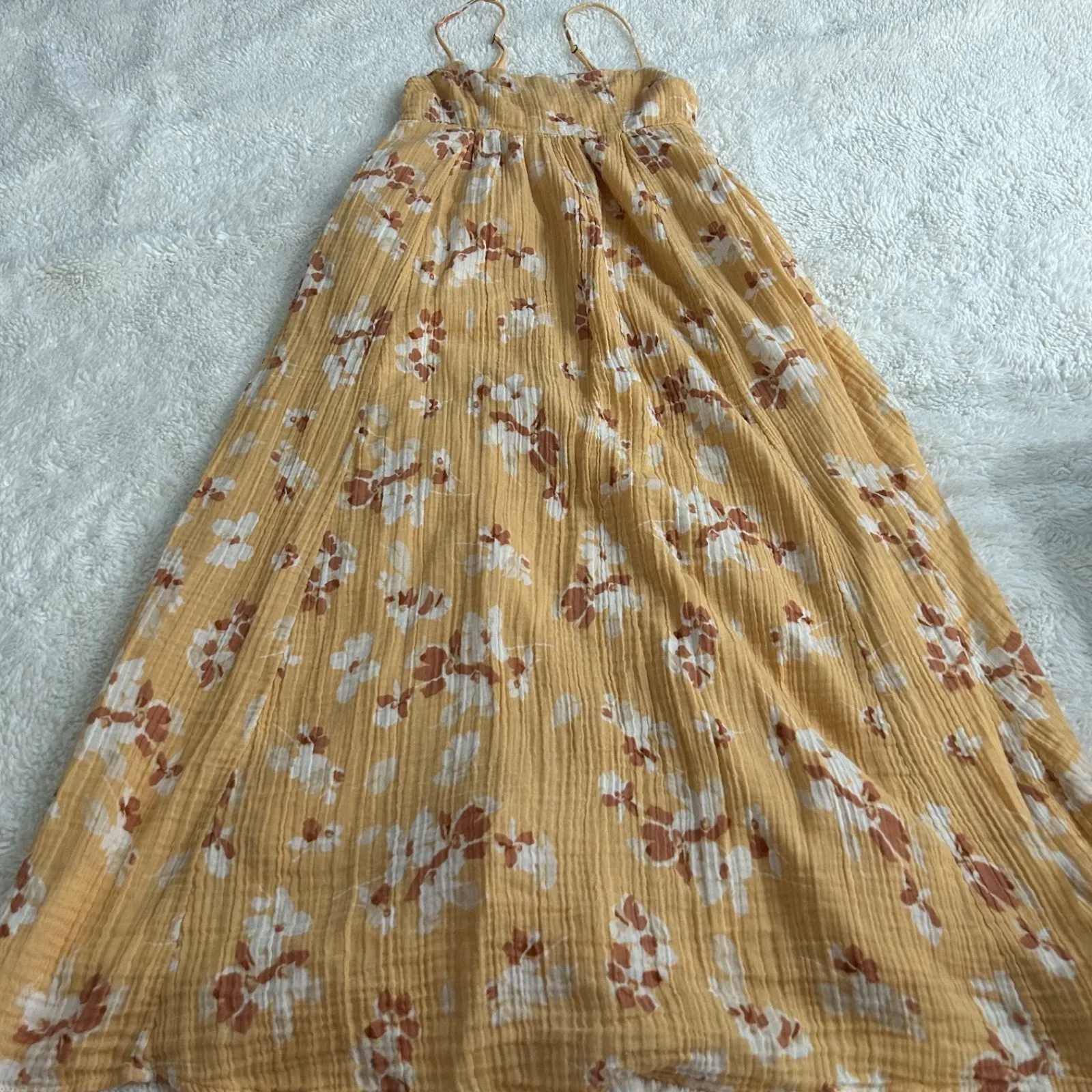 Abercrombie & Fitch Womens Orange Floral 100% Cotton Sz XSP Maxi Dress Soft Girl - Image 2