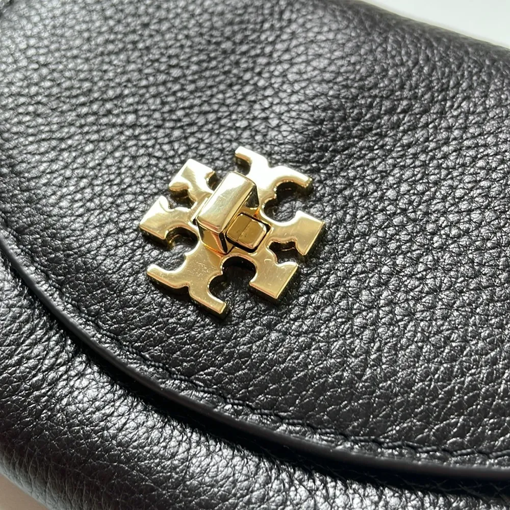 New condition Tory Burch black leather turn lock mini wallet - Image 2