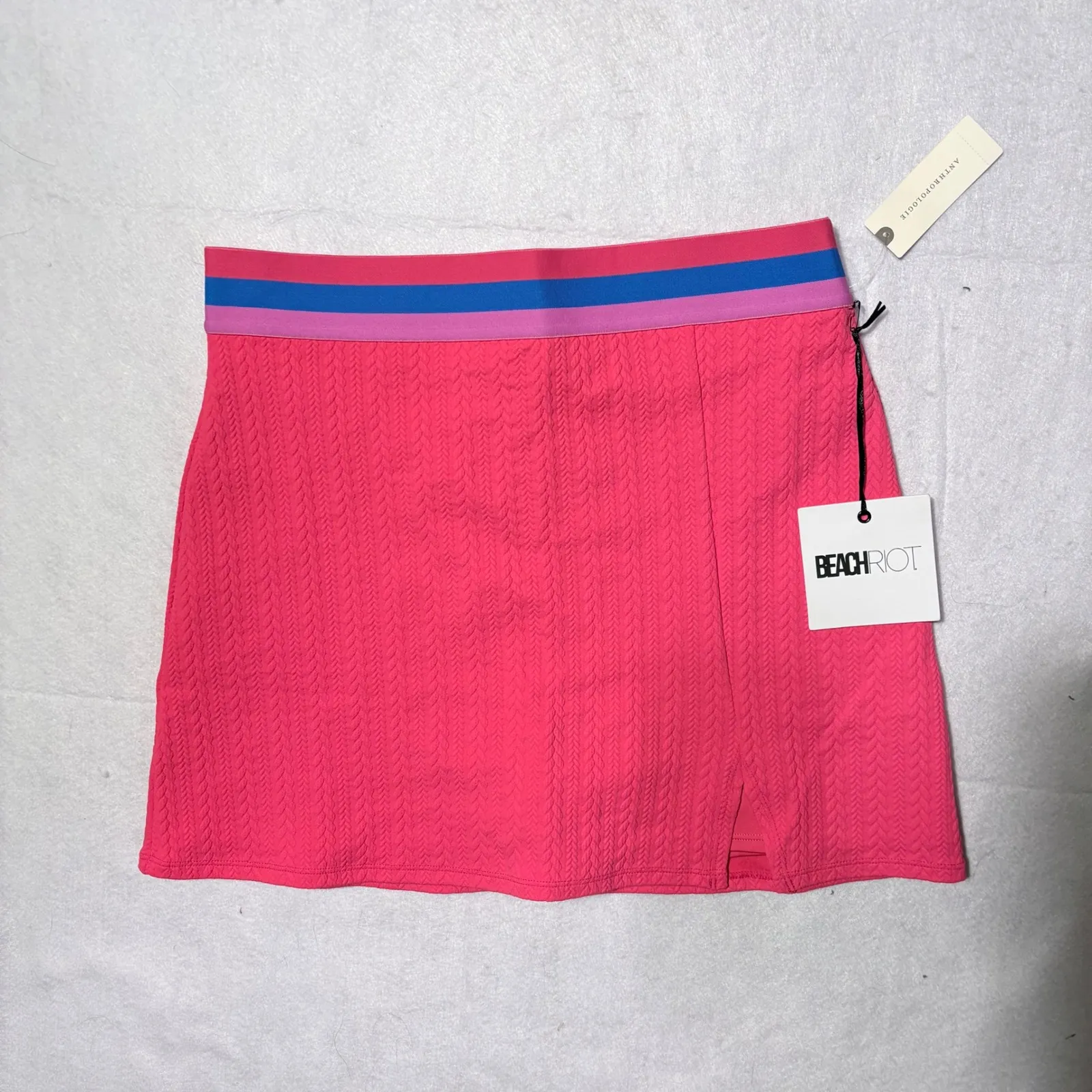 Beach Riot Pink Textured Tennis Skort‎  Built-in Shorts and Stripes resort vacay - Image 3