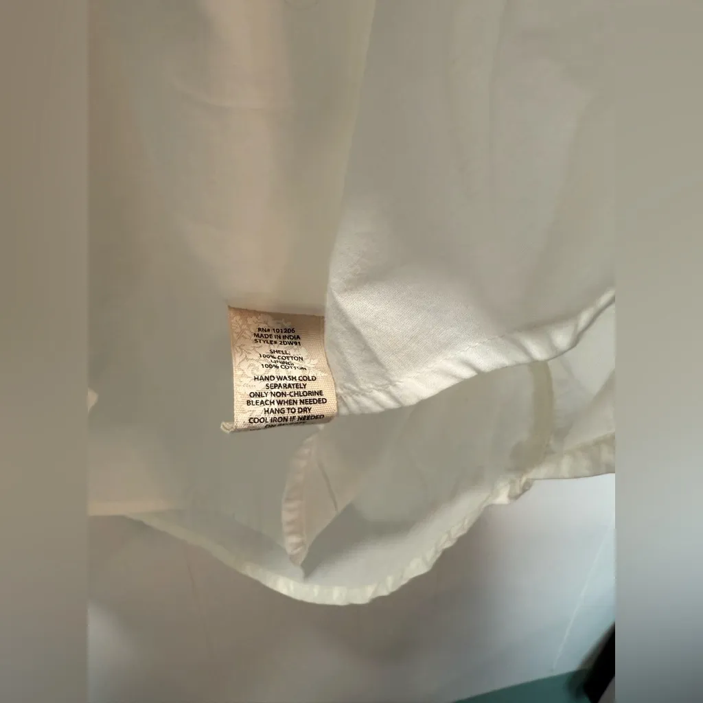 Soft Surroundings Amalia Blouse 100% Cotton Button Detailed Lined Top Size Large - Image 6