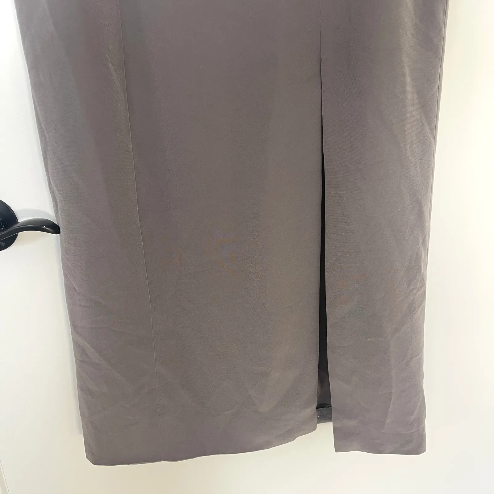 BOB MACKIE Vintage V-neck Sleeveless Side Slit Long Evening Dress‎ Gray Size 12 - Image 4