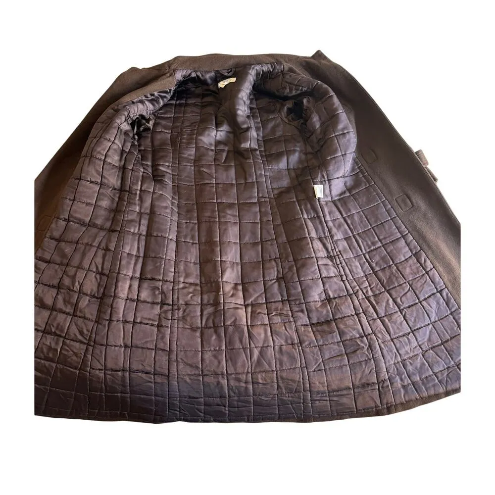 BARNEYS Peacoat Cashmere Brown Toggle Buttons Collared Italy Designer 38 Small - Image 8