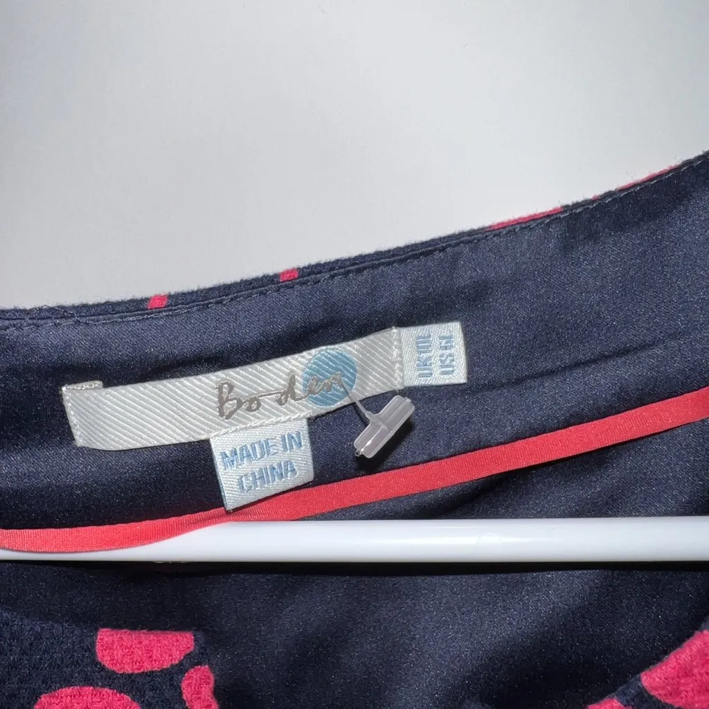 BODEN Notch Neck Shift Dress WH380 Navy & Pink Floral Damask Belted Lined 6L Size 6 - Image 7