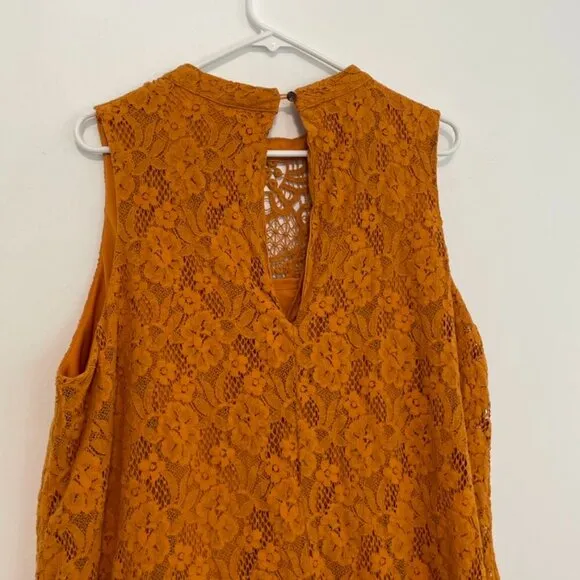 TORRID 3 Plus Size Mini Lace Trapeze Dress Orange Golden High Neck Boho Party 3X - Image 14