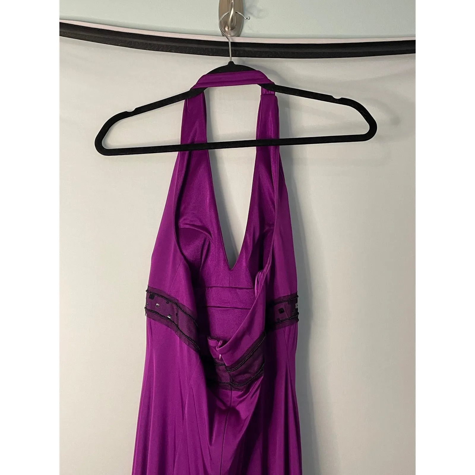 Adrianna Papell Boutique Halter Neck Embellished Waist Ruched Maxi Dress Size 8 - Image 7