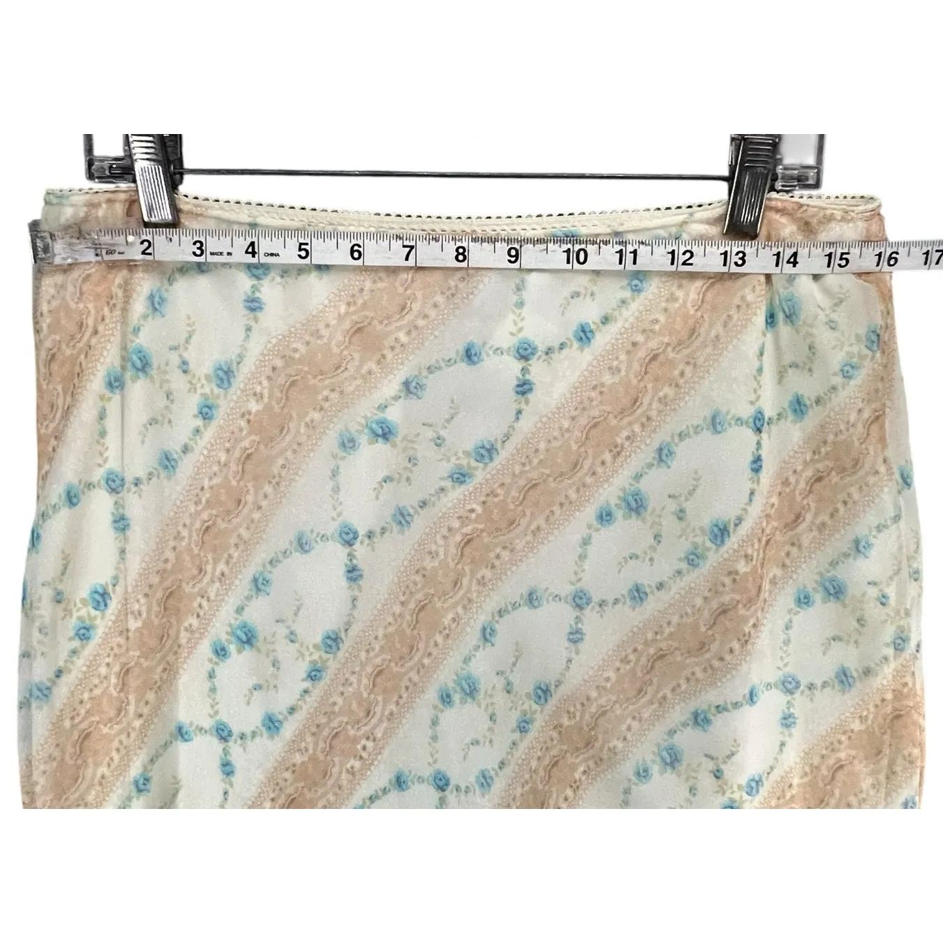 Vintage 90s Y2K GAS Skirt XL Beige Blue Floral Pull On Fairy Cottage Romantic - Image 4