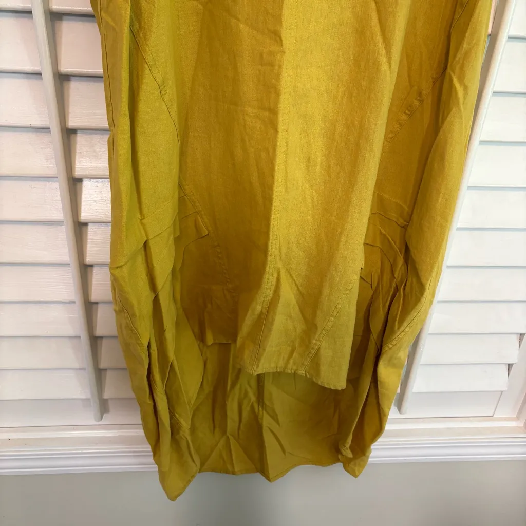 For Cynthia Chartreuse Cowl Neck High Low Linen Blend Dress Size XS - Image 5