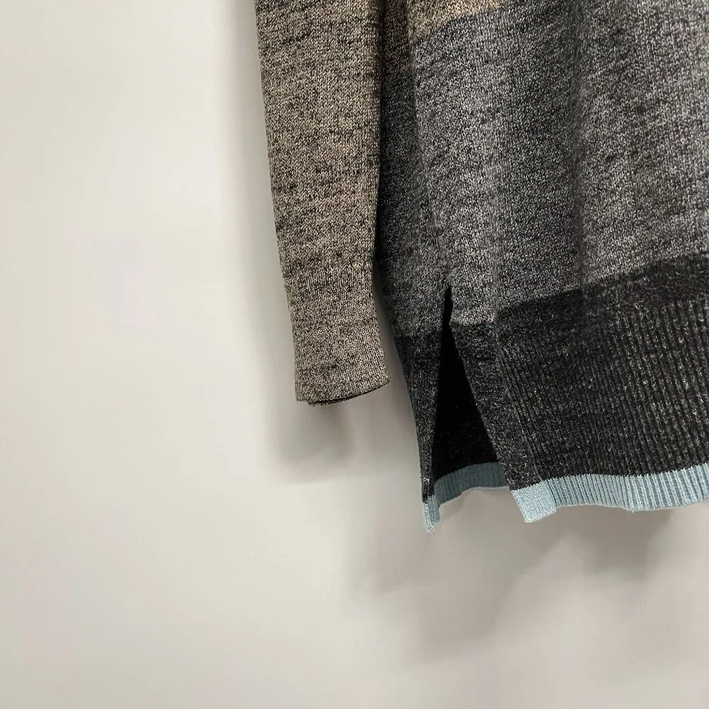 NEW Gap Striped Snap Turtle Neck Long Tunic Sweater Knit Top Split Cowl Sweater - Image 7