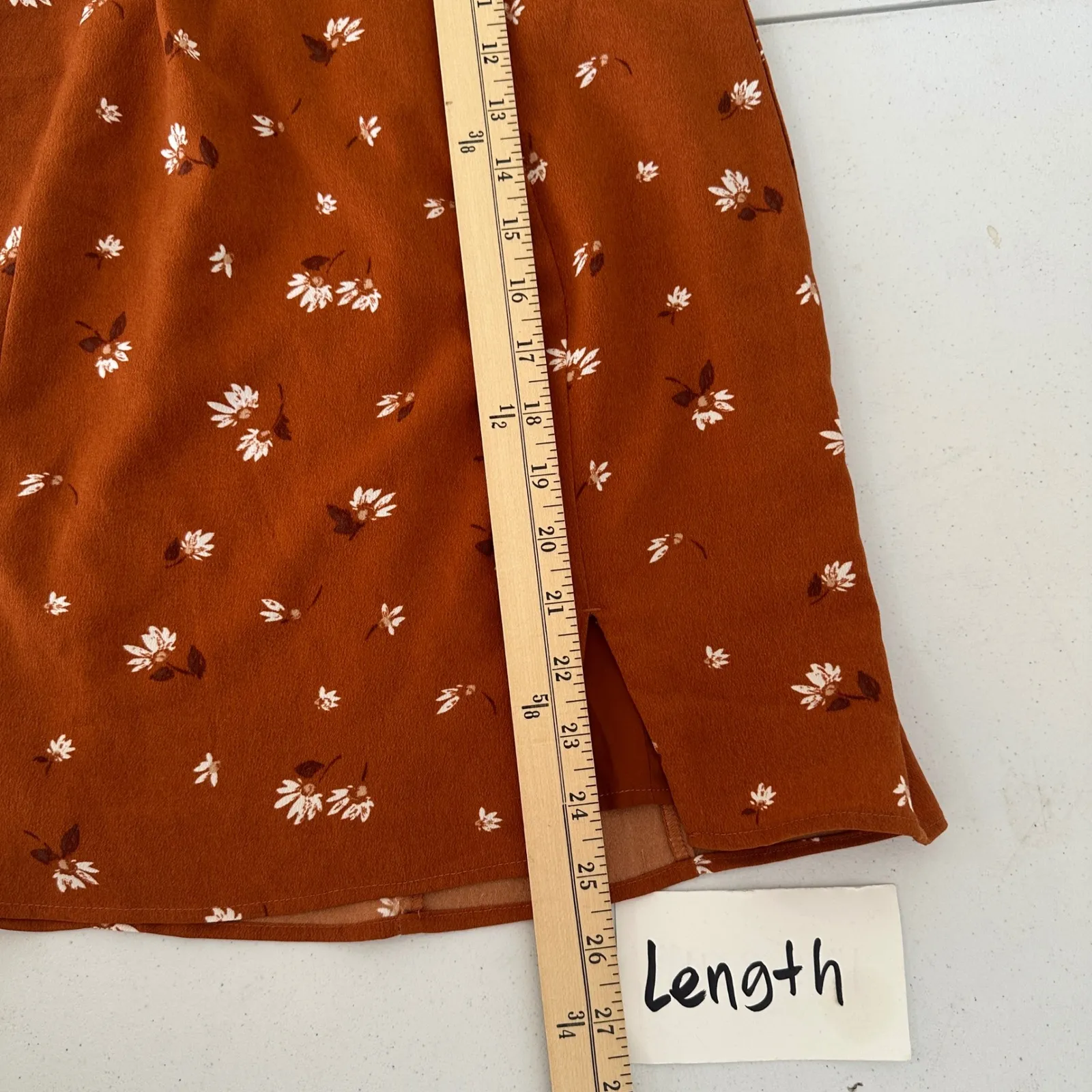 Abercrombie Fitch Rust Brown Floral Sweetheart Neck Puff Sleeve MiniDress Small - Image 13