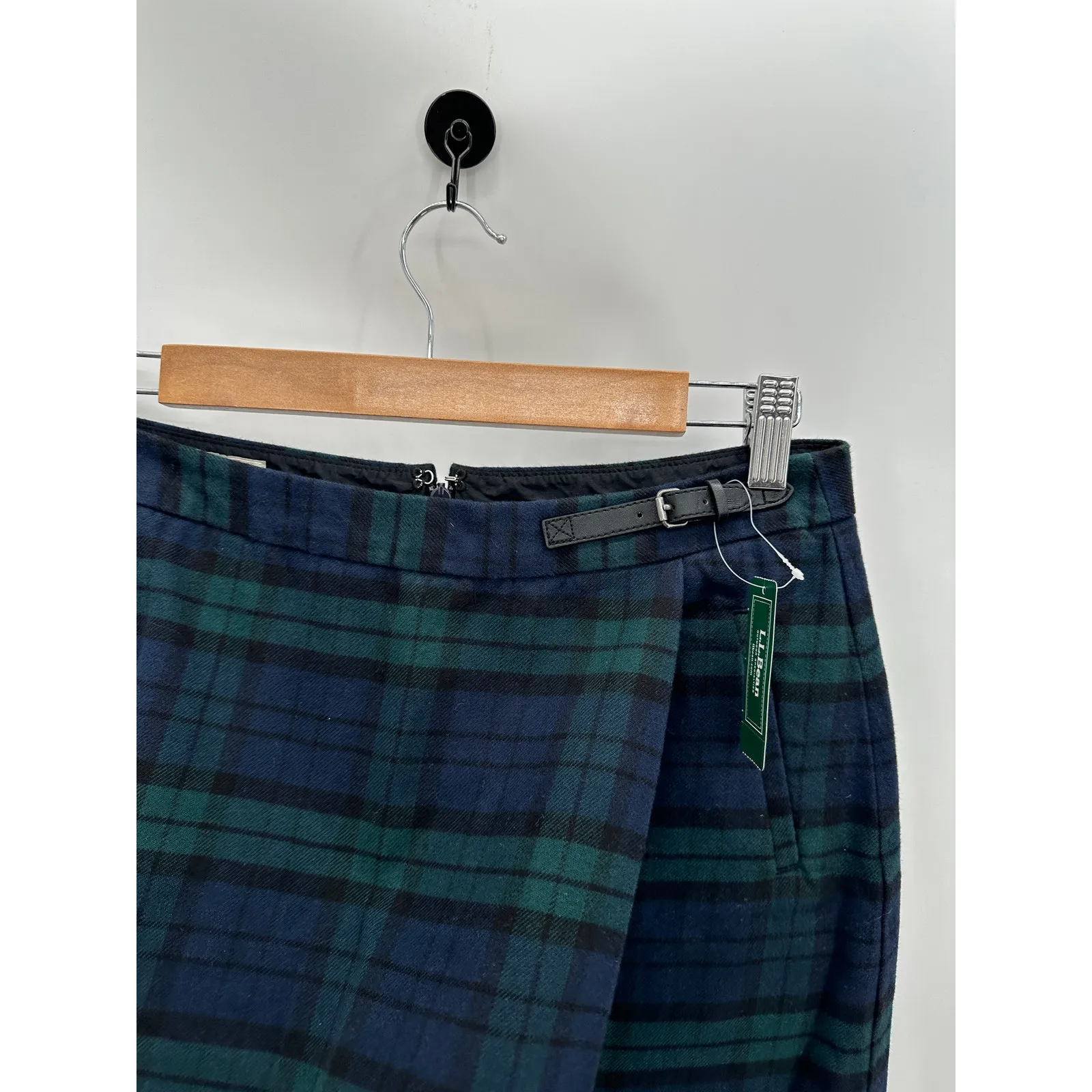 L.L. Bean Plaid Faux Wrap Mini Skirt Womens 8 NWT Academia Preppy Coquette Blue - Image 5