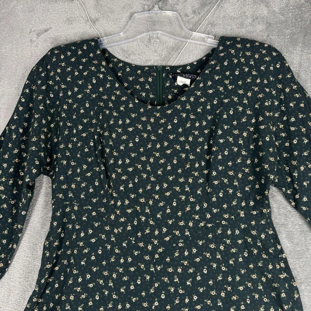 Cimmaron Jumpsuit Womens Medium Green Cream Floral Flowers Wide Leg Peasant Boho - Image 5