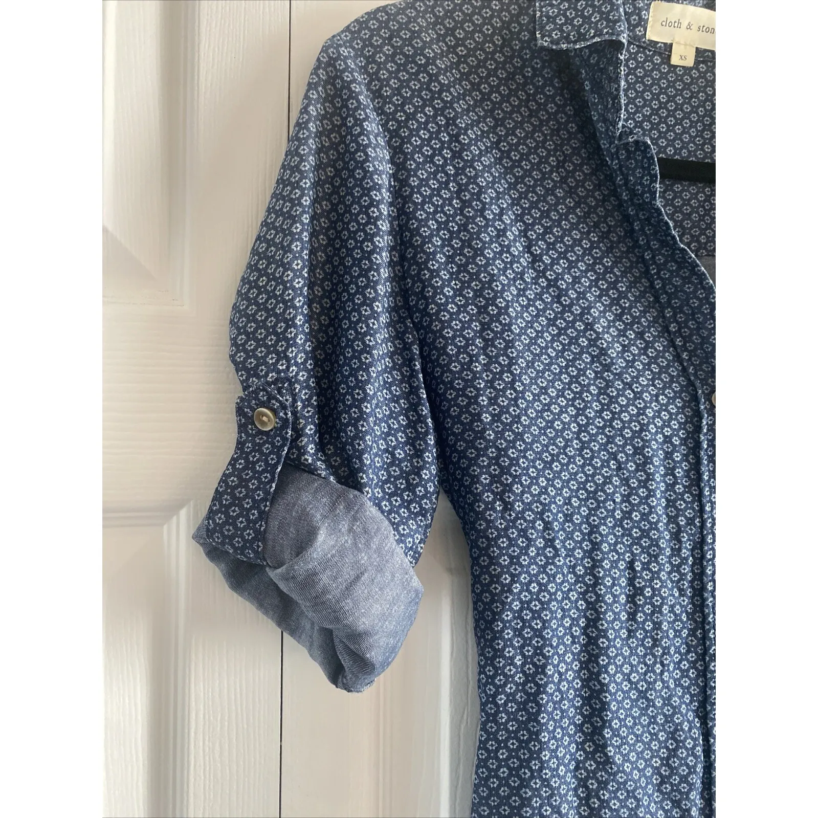 Cloth & Stone Anthropologie Women's Blue Chambray Collared Dress XS Button Down - Image 2