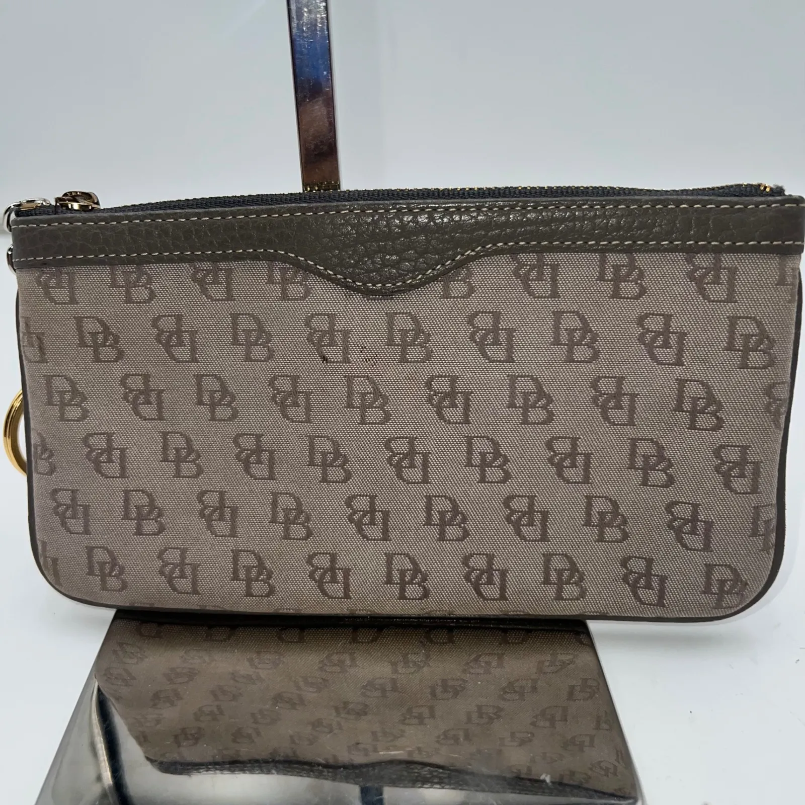 Dooney & Bourke DB Monogrammed Canvas Pouch Clutch Bag Accessory - Image 2