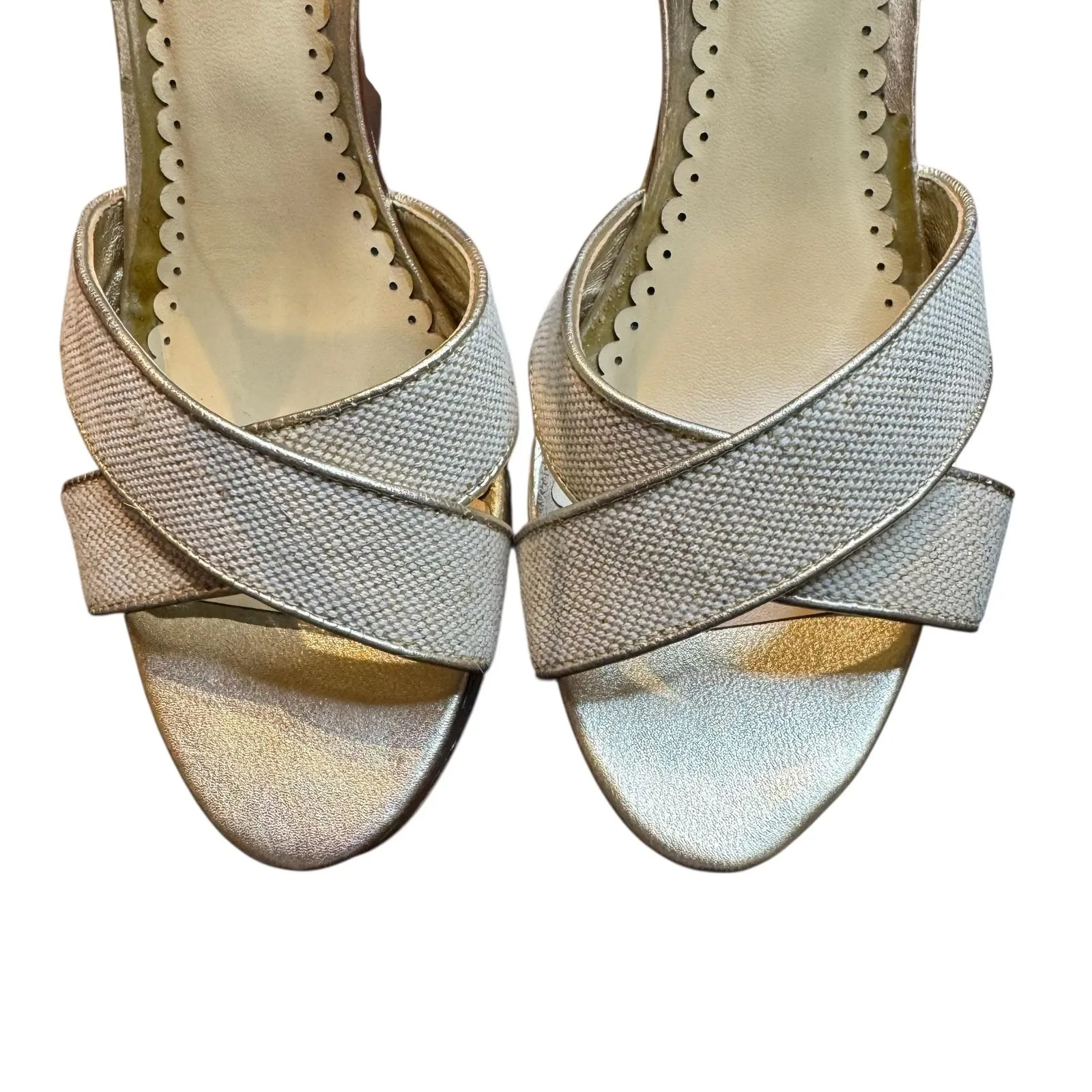 Lilly Pulitzer Shoes Womens Size 9.5 Gold Wedge Strappy Sandals Ankle Strap - Image 2