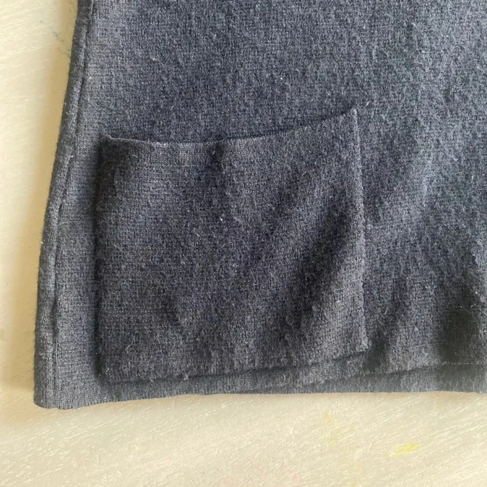 Vintage ULLA WOOL Blend OPEN NECK POLO SWEATER COASTAL Size L Blk Made in Italy Black Size L - Image 4