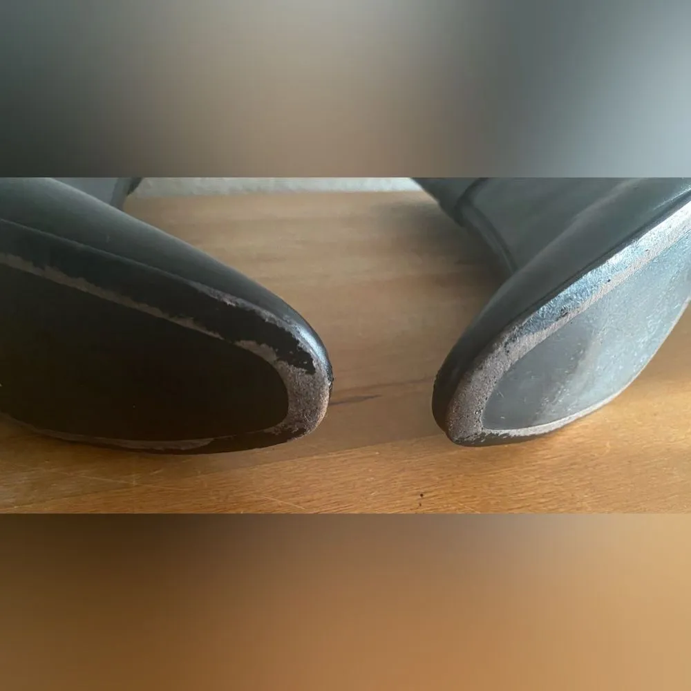 Salvatore Ferragamo Black Leather Ankle Boots Kitten Heel Pointy Square Toe 9.5 - Image 12