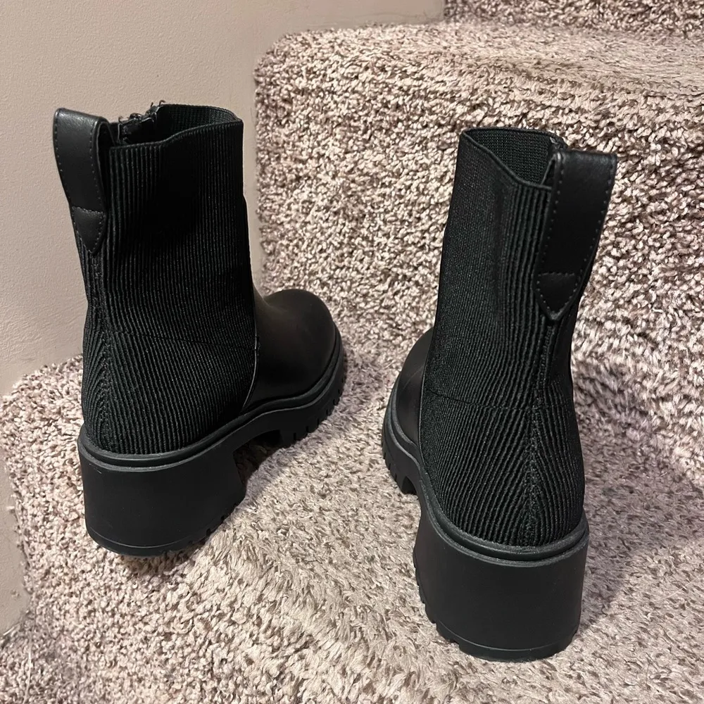 Sugar Sleek Black Moto Boots Size 6.5 - Image 4