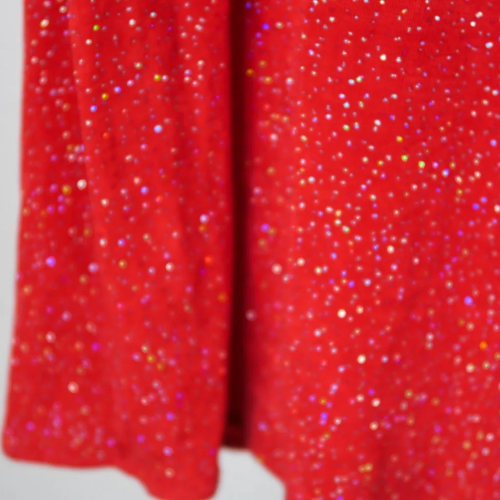 Vintage 90s Sparkly Red Mini Dress Size L - Image 10
