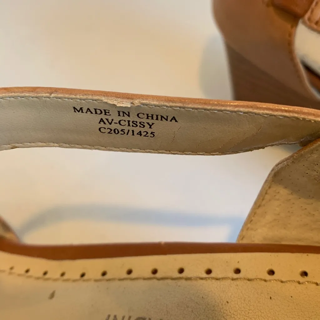 Adrienne Vittadini Women’s Size 6.5 Light Brown Leather Strappy 2” Wedge Sandals - Image 5