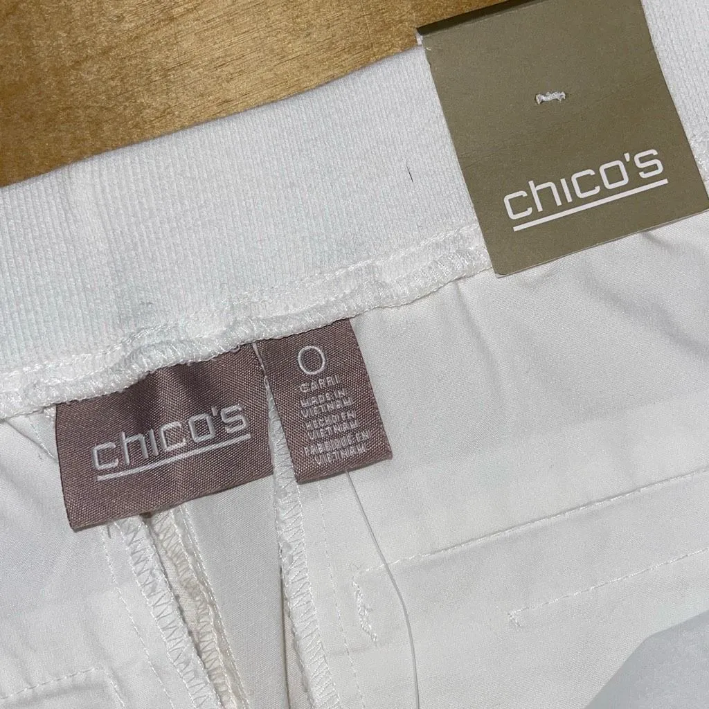 Chico's Womens Christa Elastic Waistband Crop Capri Pants White Sz 0‎ XS (4) NWT - Image 5
