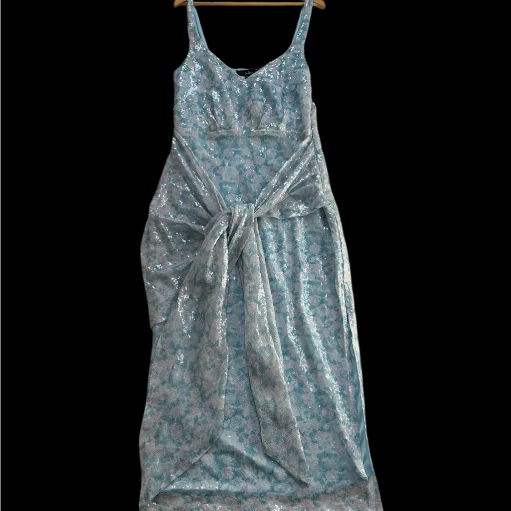 Lulu's Blue and Silver Sequin Dress - Image 3