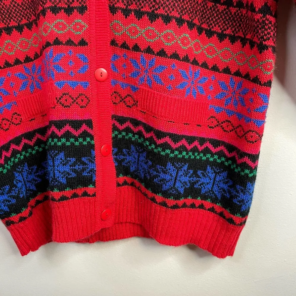 Vintage Boundary Waters Acrylic Fair Isle Boyfriend Grandpa Cardigan Sweater L Multiple Size L - Image 4