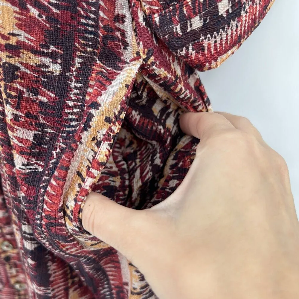 Garnet Hill Jardin‎ Crepe Dress Firesmoke Stripe A-line 3/4 Sleeves Size Small - Image 6