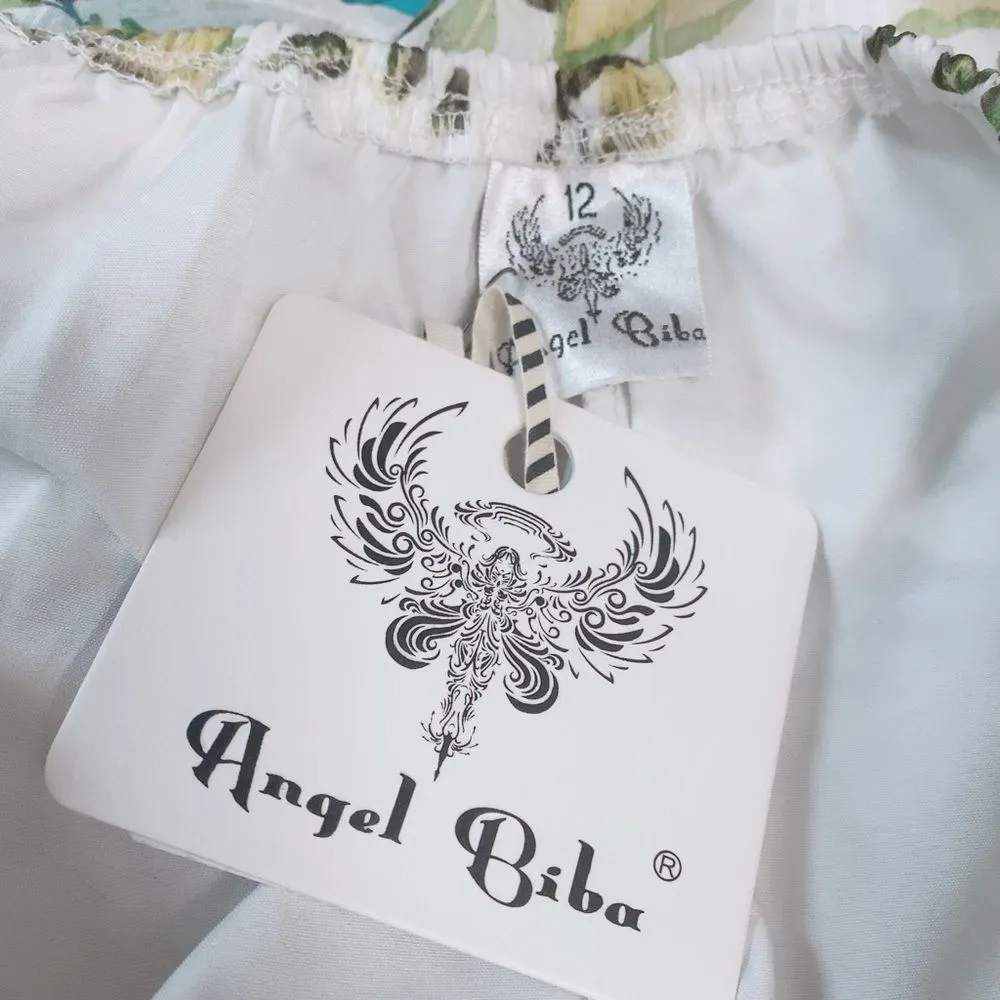 Angel Biba Tropical Leaves Print Halter Mini Dress Sz 12 Backless Open Back - Image 6