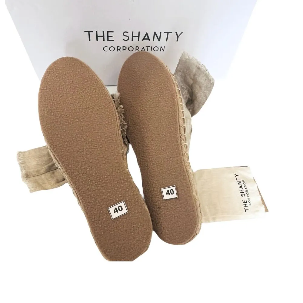 NEW Shanty SHACK SLIDES Women's Slip On SHOES 40, US 9 Natural Linen Bow Sandals Tan - Image 7
