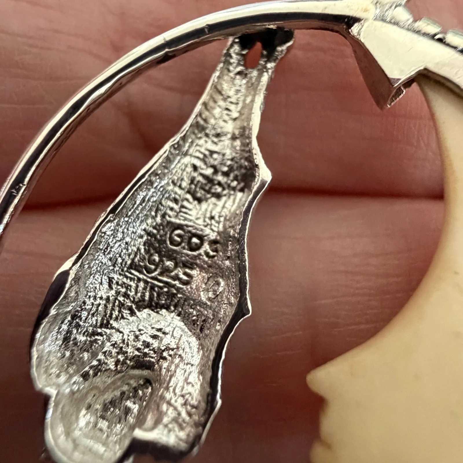 Bat & Moon Sterling Silver Pendant - Image 6